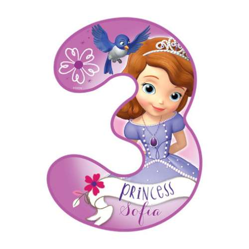 Sofia the First Number 3 Edible Icing Image - Click Image to Close